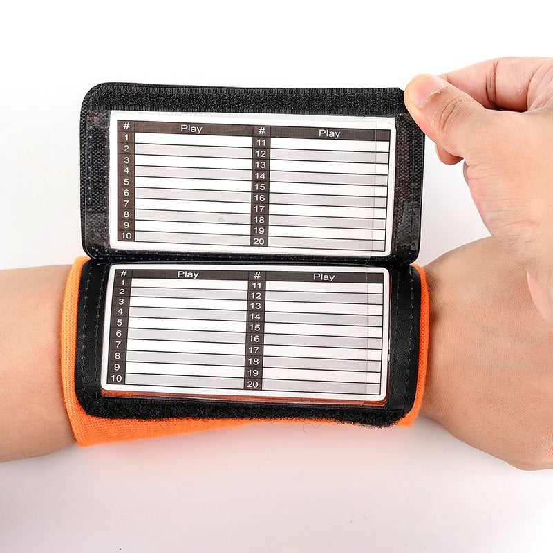 CHLPRO Triple Playbook Wristband Quarterback Wrist 5 Pack - Playbook QB Wristband - Triple Windows-Great for Flag Football and Tackle Football (Orange) - Image 4